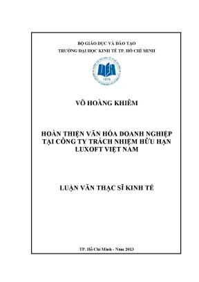 Luận văn hoàn thiện văn hóa doanh nghiệp tại công ty tnhh luxoft việt nam