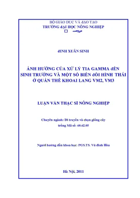 Ảnh hưởng của xử lý tia gamma đến sinh trưởng và một số biến đổi hình thái ở quần thể khoai lang vm2 vm3
