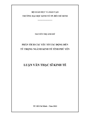 Luận văn phân tích các yếu tố tác động đến tỷ trọng ngành kinh tế tỉnh phú yên
