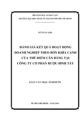 Luận văn đánh giá kết quả hoạt động doanh nghiệp theo bốn khía cạnh của thẻ điểm cân bằng tại công ty cổ phần rượu bình tây