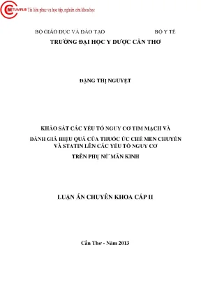 2782 khảo sát các yếu tố nguy cơ tim mạch và đánh giá hiệu quả của thuốc ức chế men chuyển và statin lên các yếu tố nguy cơ trên phụ nữ mãn kinh