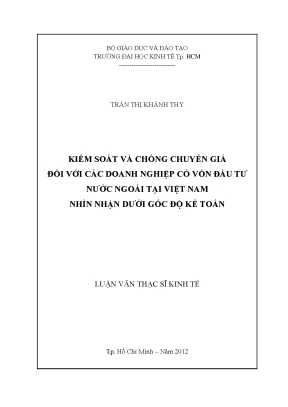 Luận văn kiểm soát và chống chuyển giá đối với các doanh nghiệp có vốn đầu tư nước ngoài tại việt nam nhìn nhận dưới góc độ kế toán