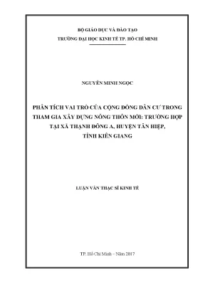 Luận văn phân tích vai trò của cộng đồng dân cư trong tham gia xây dựng nông thôn mới trường hợp tại xã thạnh đông a huyện tân hiệp tỉnh kiên giang