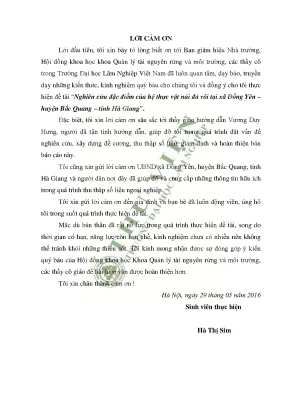 Nghiên cứu đặc điểm của hệ thực vật núi đá vôi tại xã đồng yên huyện bắc quang tỉnh hà giang