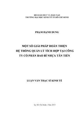Luận văn một số giải pháp hoàn thiện hệ thống quản lý tích hợp tại công ty cổ phần bao bì nhựa tân tiến