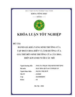 Đánh giá khả năng sinh trưởng của tập đoàn hoa hiên và ảnh hưởng của giá thể đến sinh trưởng của cây hoa hiên kwanso nuôi cấy mô