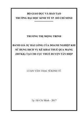 Luận văn đánh giá sự hài lòng của doanh nghiệp khi sử dụng dịch vụ kê khai thuế qua mạng ihtkk tại chi cục thuế huyện tân hiệp tỉnh kiên giang