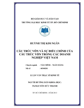 Luận văn cấu trúc vốn và sự điều chỉnh của cấu trúc vốn trong các doanh nghiệp việt nam