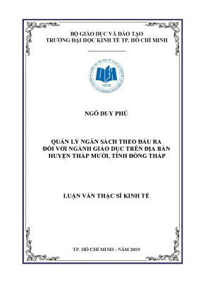 Luận văn quản lý ngân sách theo đầu ra đối với ngành giáo dục trên địa bàn huyện tháp mười tỉnh đồng tháp
