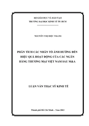 Luận văn phân tích các nhân tố ảnh hưởng đến hiệu quả hoạt động của các ngân hàng thương mại việt nam sau ma