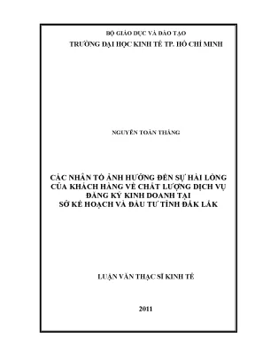 Luận văn các nhân tố ảnh hưởng đến sự hài lòng của khách hàng về chất lượng dịch vụ đăng ký kinh doanh tại sở kế hoạch và đầu tư tỉnh đắk lắk