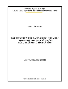 Luận văn đầu tư nghiên cứu và ứng dụng khoa học công nghệ góp phần xây dựng nông thôn mới ở tỉnh cà mau
