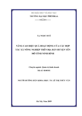 Nâng cao hiệu quả hoạt động của các hợp tác xã nông nghiệp trên địa bàn huyện yên mô tỉnh ninh bình