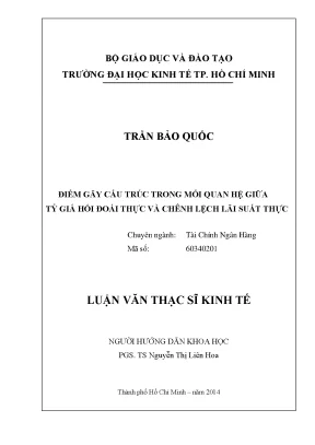 Luận văn điểm gãy cấu trúc trong mối quan hệ giữa tỷ giá hối đoái thực và chênh lệch lãi suất thực