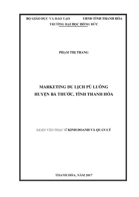 Luận văn marketing du lịch pù luông huyện bá thước tỉnh thanh hóa
