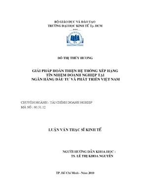 Luận văn giải pháp hoàn thiện hệ thống xếp hạng tín nhiệm doanh nghiệp tại ngân hàng đầu tư và phát triển việt nam 002