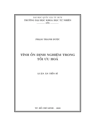 Luận án tiến sĩ toán ứng dụng tính ổn định nghiệm trong tối ưu hóa