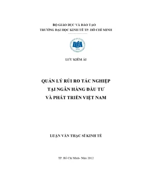 Luận văn quản lý rủi ro tác nghiệp tại ngân hàng đầu tư và phát triển việt nam