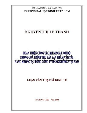 Luận văn hoàn thiện công tác kiểm soát nội bộ trong quá trình thu bán sản phẩm vận tải hàng không tại tổng công ty hàng không việt nam