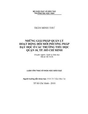 Nhung giai phap quan ly hoat dong doi moi phuong phap day hoc o cac truong tieu hoc quan 10 tp ho chi minh