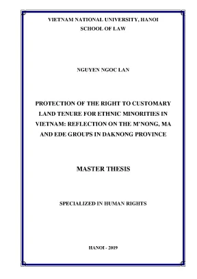 Protection of the right to customary land tenure for ethnic minorities in vietnam