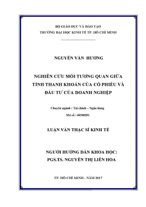Luận văn nghiên cứu mối tương quan giữa tính thanh khoản của cổ phiếu và đầu tư của doanh nghiệp