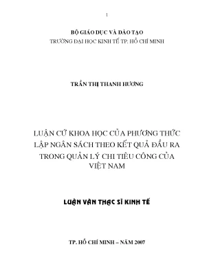 Luận văn luận cứ khoa học của phương thức lập ngân sách theo kết quả đầu ra trong quản lý chi tiêu công của việt nam