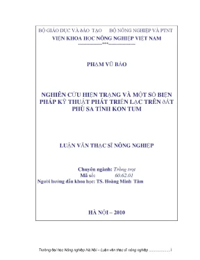 Nghiên cứu hiện trạng và một số biện pháp kỹ thuật phát triển lạc trên đất phù sa tỉnh kon tum