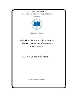 Luận văn phân tích các yếu tố tác động đến tăng trưởng ngành nông nghiệp tỉnh đồng nai