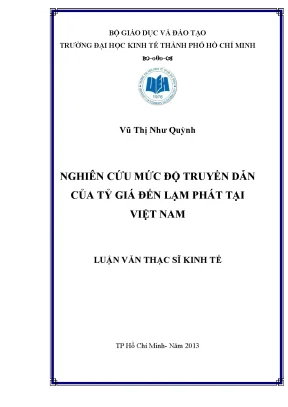 Luận văn nghiên cứu mức độ truyền dẫn của tỷ giám đến lạm phát tại việt nam