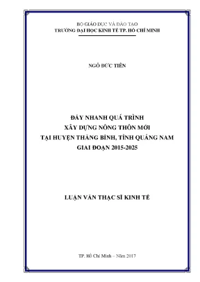 Luận văn đẩy nhanh quá trình xây dựng nông thôn mới tại huyện thăng bình tỉnh quảng nam giai đoạn 2015 2025