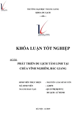 Phát triển du lịch tâm linh tại chùa vĩnh nghiêm bắc giang