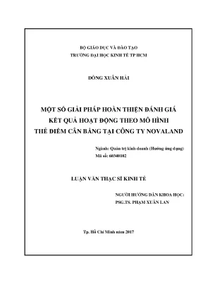 Luận văn một số giải pháp hoàn thiện đánh giá kết quả hoạt động theo mô hình thẻ điểm cân bằng tại công ty novaland