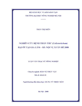Nghiên cứu bệnh thán thư collectotrichum hại ớt tại gia lâm hà nội vụ xuân hè 2008