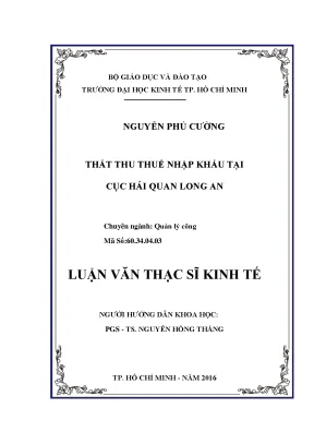 Luận văn thất thu thuế nhập khẩu tại cục hải quan long an