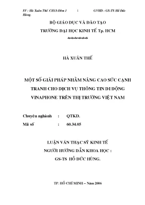 Luận văn một số giải pháp nhằm nâng cao sức cạnh tranh cho dịch vụ thông tin di động vinaphone trên thị trường việt nam
