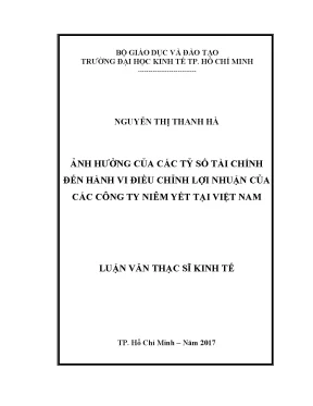 Luận văn ảnh hưởng của các tỷ số tài chính đến hành vi điều chỉnh lợi nhuận của các công ty niêm yết tại việt nam