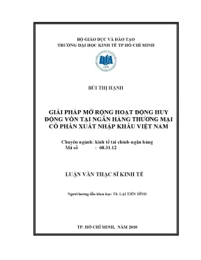 Luận văn giải pháp mở rộng hoạt động vốn tại ngân hàng thương mại cổ phần xuất nhập khẩu việt nam luận văn thạc sĩ