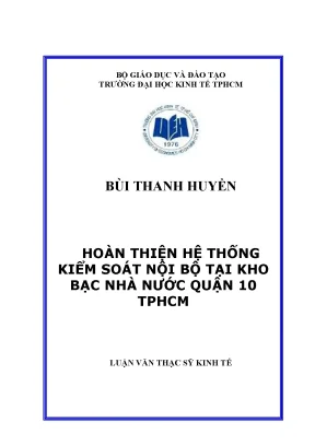 Luận văn hoàn thiện hệ thống kiểm soát nội bộ tại kho bạc nhà nước quận 10 thành phố hồ chí minh