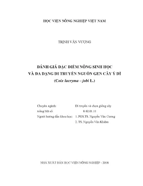 Đánh giá đặc điểm nông sinh học và đa dạng di truyền nguồn gen cây ý dĩ coix lacryma jobi l