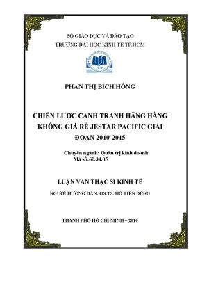Luận văn chiến lược cạnh tranh hãng hàng không giá rẻ jetstar pacific giai đoạn 2010 2015