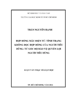 Luận văn mẫu hợp đồng mẫu điện tử tình trạng không đọc hợp đồng của người tiêu dùng từ góc độ bảo vệ quyền lợi người tiêu dùng