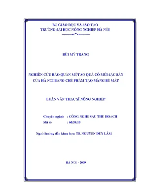 Nghiên cứu bảo quản một số quả có múi đặc sản của hà nội bằng chế phẩm tạo màng bề mặt