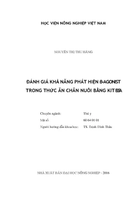 Đánh giá khả năng phát hiện b agonist trong thức ăn chăn nuôi bằng kit elisa