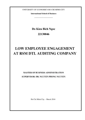Luận văn low employee engagement at rsm dtl auditing company