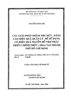 Luận văn các giải pháp nhằm thu hút nâng cao hiệu quả quản lý để sử dụng có hiệu quả nguồn hỗ trợ phát triển chính thức oda tại thành phố hồ chí minh