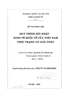 Luận văn thạc sĩ kinh tế chính trị quá trình hội nhập kinh tế quốc tế của việt nam thực trạng và giải pháp