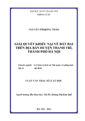 Giải quyết khiếu nại về đất đai trên địa bàn huyện thanh trì thành phố hà nội