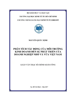 Luận văn phân tích tác động của môi trường kinh doanh đến sự phát triển của doanh nghiệp nhỏ và vừa việt nam