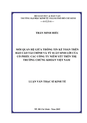 Luận văn mối quan hệ giữa thông tin kế toán trên báo cáo tài chính và tỷ suất sinh lời của cổ phiếu các công ty niêm yết trên thị trường chứng khoán việt nam